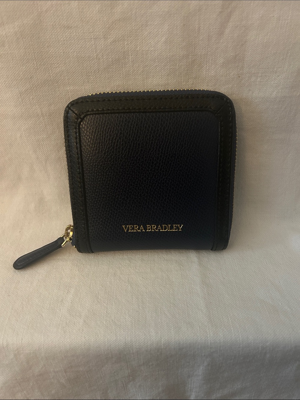 Vera Bradley Small Dark Blur Zip Wallet with Gold Logo